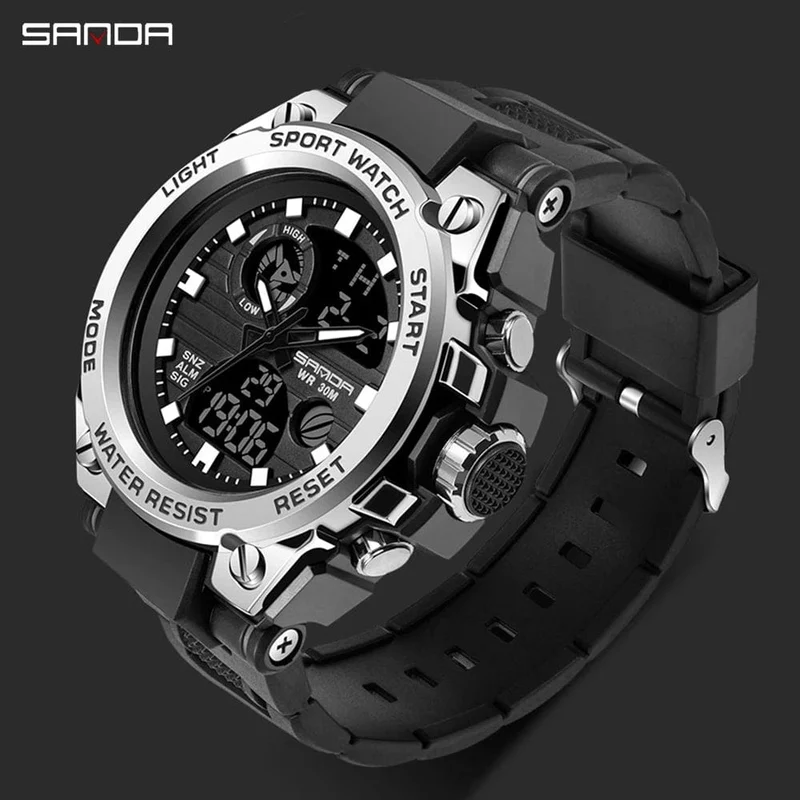 SANDA G Style Herren Digitaluhr Datum Militär Sportuhren Wasserdichte elektronische Armbanduhr Herrenuhr Orologio da uomo 739