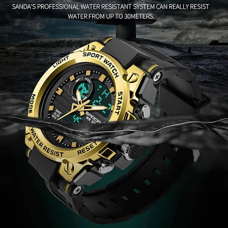 SANDA G Style Herren Digitaluhr Datum Militär Sportuhren Wasserdichte elektronische Armbanduhr Herrenuhr Orologio da uomo 739