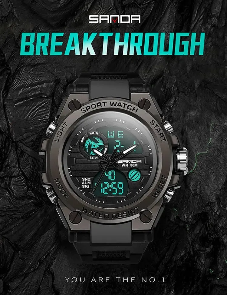SANDA G Style Herren Digitaluhr Datum Militär Sportuhren Wasserdichte elektronische Armbanduhr Herrenuhr Orologio da uomo 739