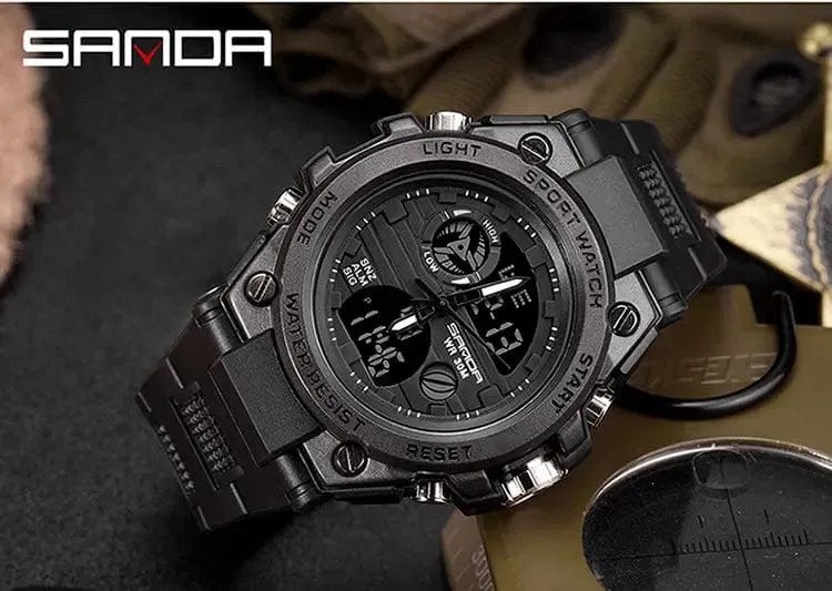 SANDA G Style Herren Digitaluhr Datum Militär Sportuhren Wasserdichte elektronische Armbanduhr Herrenuhr Orologio da uomo 739