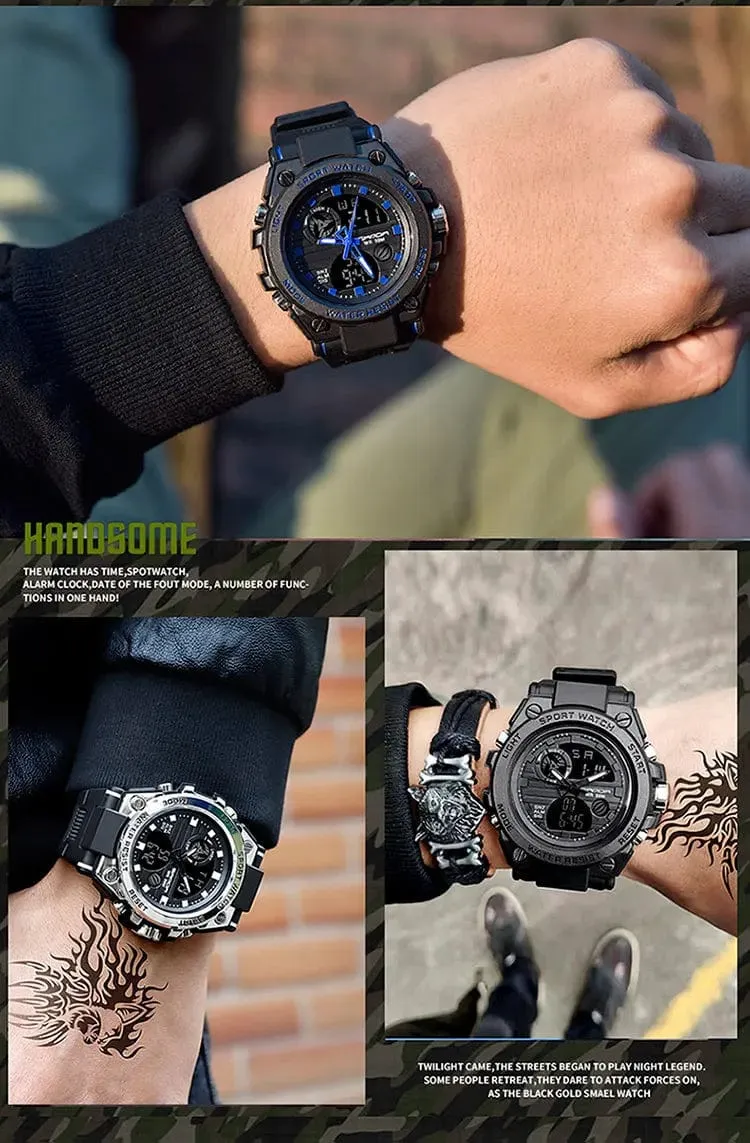 SANDA G Style Herren Digitaluhr Datum Militär Sportuhren Wasserdichte elektronische Armbanduhr Herrenuhr Orologio da uomo 739