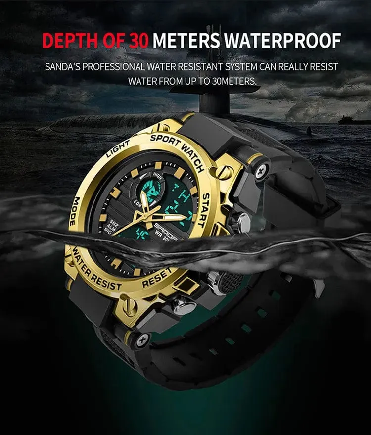 SANDA G Style Herren Digitaluhr Datum Militär Sportuhren Wasserdichte elektronische Armbanduhr Herrenuhr Orologio da uomo 739