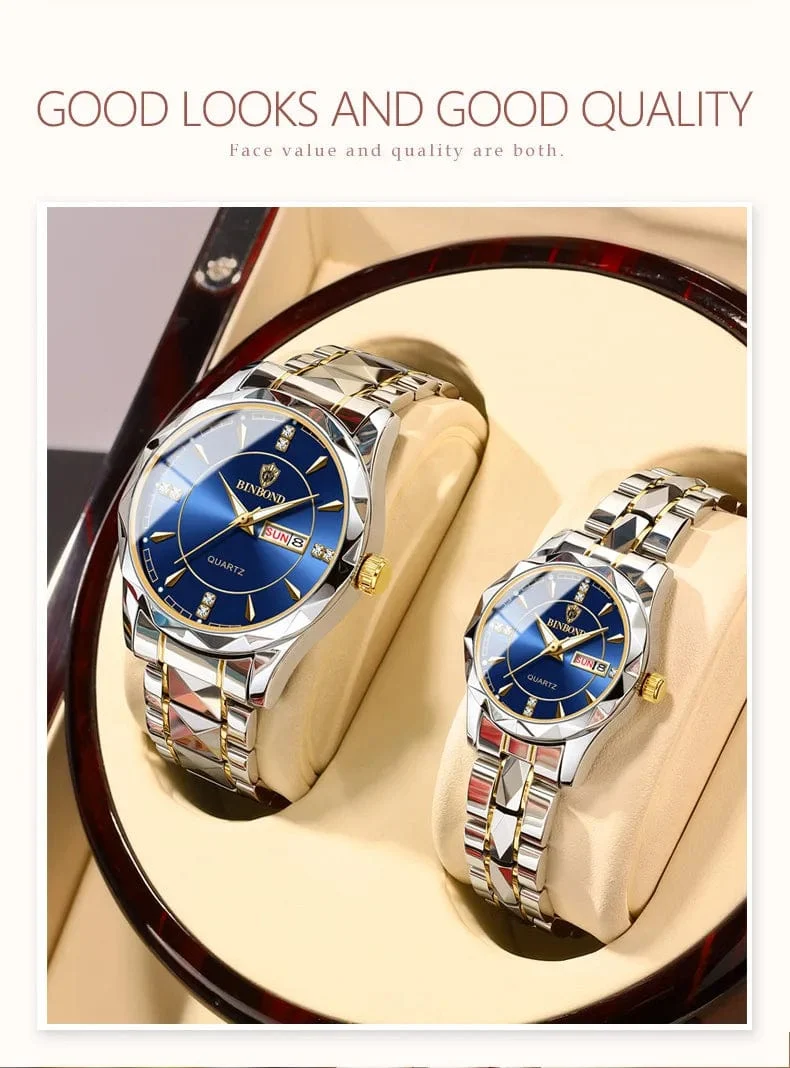 Japan Quarzwerk Goldene Uhren Frauen Top-Marke Luxus Edelstahlarmband Datum Woche Uhr Uhr Reloj Hombre