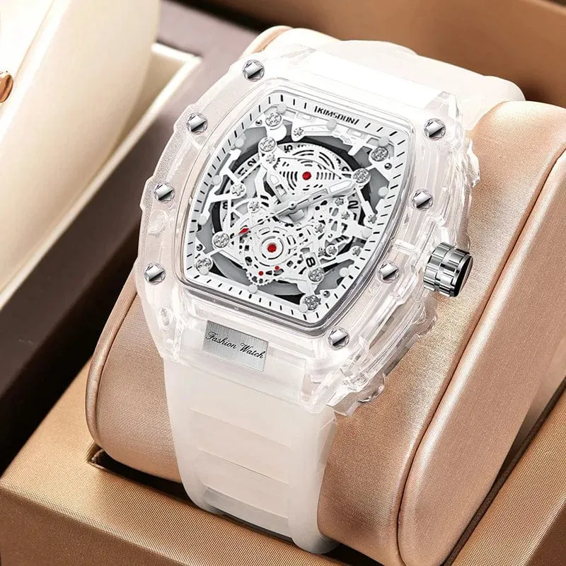 UTHAI BK134 Personalisierte transparente Quarzuhr mit hohlem Gehäuse, lässige Mode, Sport, wasserdicht, Kalender, Herrenuhr