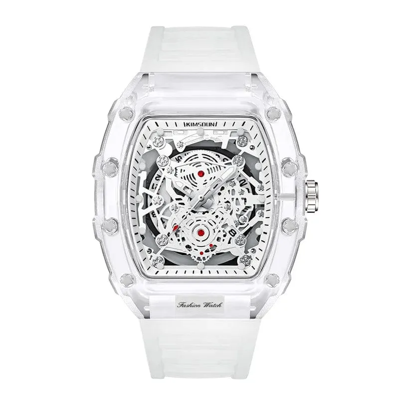 UTHAI BK134 Personalisierte transparente Quarzuhr mit hohlem Gehäuse, lässige Mode, Sport, wasserdicht, Kalender, Herrenuhr