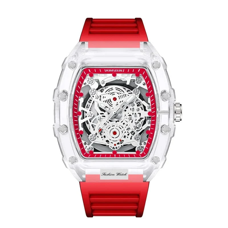 UTHAI BK134 Personalisierte transparente Quarzuhr mit hohlem Gehäuse, lässige Mode, Sport, wasserdicht, Kalender, Herrenuhr