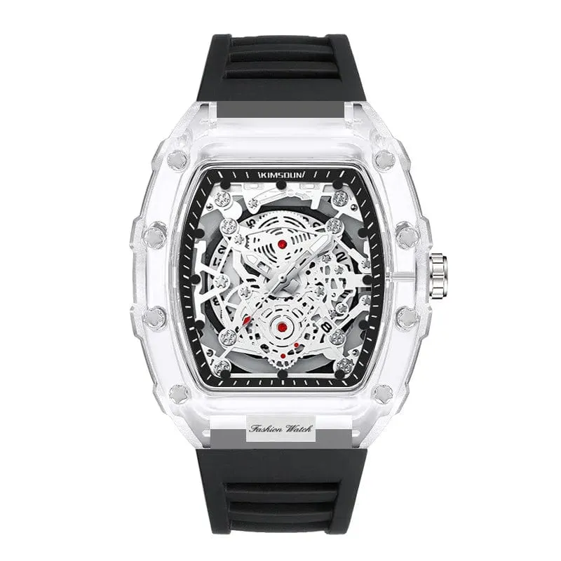 UTHAI BK134 Personalisierte transparente Quarzuhr mit hohlem Gehäuse, lässige Mode, Sport, wasserdicht, Kalender, Herrenuhr