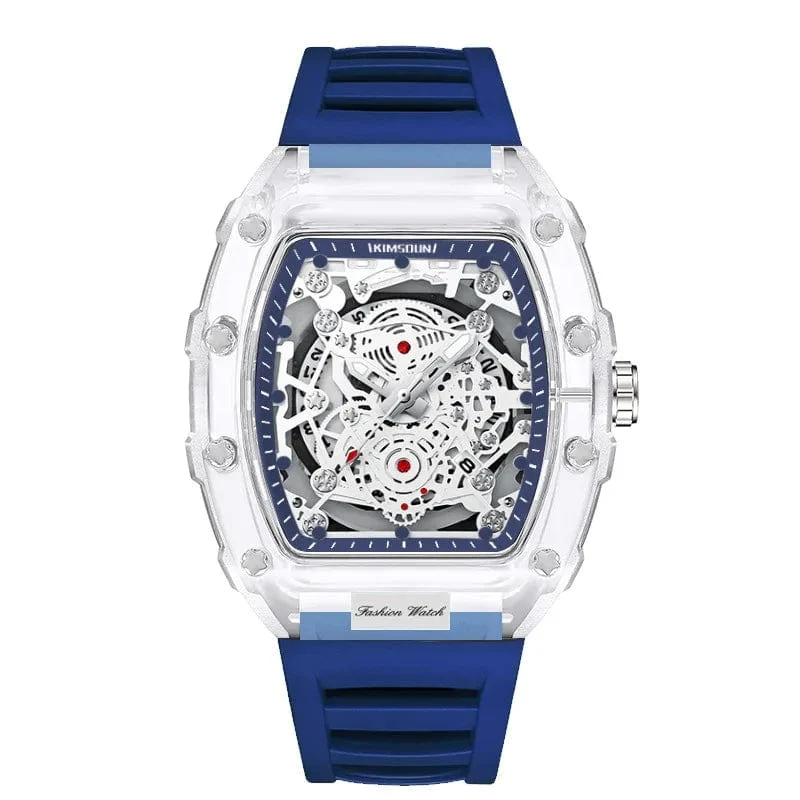 UTHAI BK134 Personalisierte transparente Quarzuhr mit hohlem Gehäuse, lässige Mode, Sport, wasserdicht, Kalender, Herrenuhr