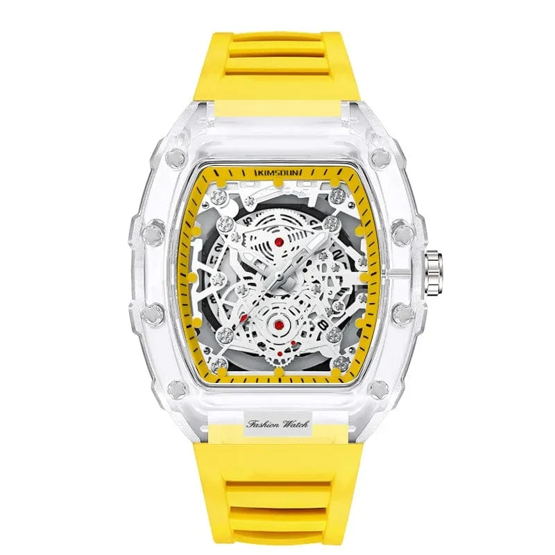 UTHAI BK134 Personalisierte transparente Quarzuhr mit hohlem Gehäuse, lässige Mode, Sport, wasserdicht, Kalender, Herrenuhr