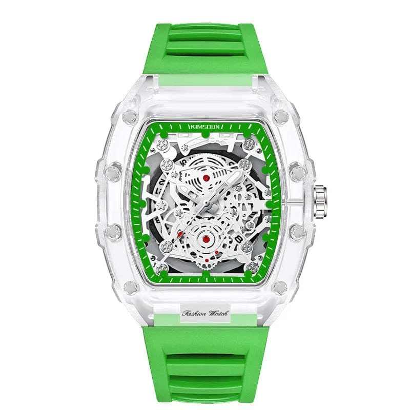 UTHAI BK134 Personalisierte transparente Quarzuhr mit hohlem Gehäuse, lässige Mode, Sport, wasserdicht, Kalender, Herrenuhr