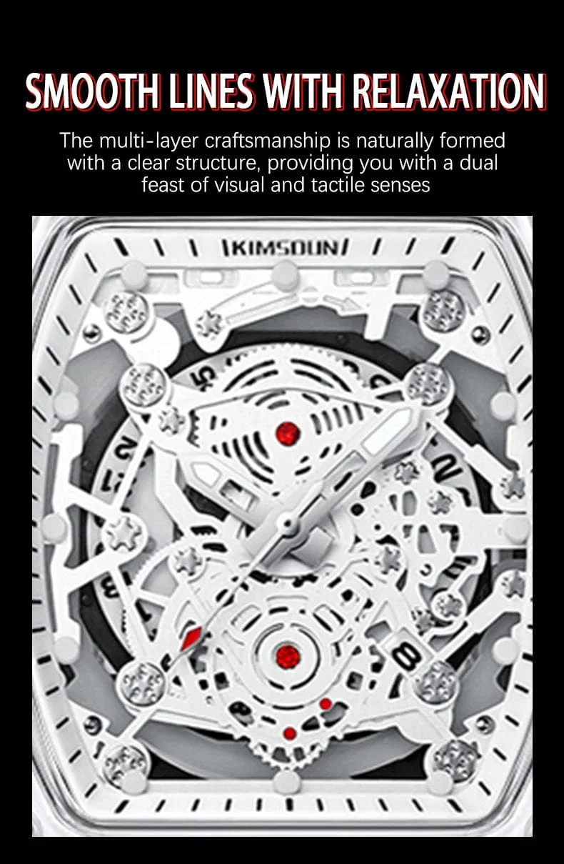 UTHAI BK134 Personalisierte transparente Quarzuhr mit hohlem Gehäuse, lässige Mode, Sport, wasserdicht, Kalender, Herrenuhr