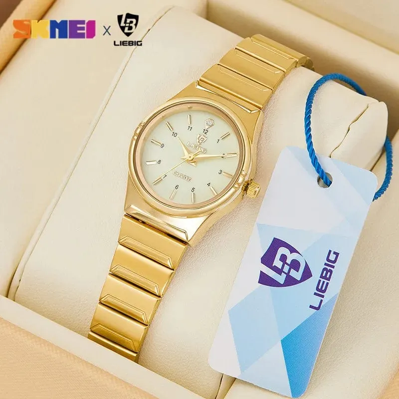Marke Neue Wonen Uhr Luxus Goldene Quarz Edelstahl Armband Wasserdicht Damen Goldene Armbanduhr Mädchen Uhr Relogio mujer