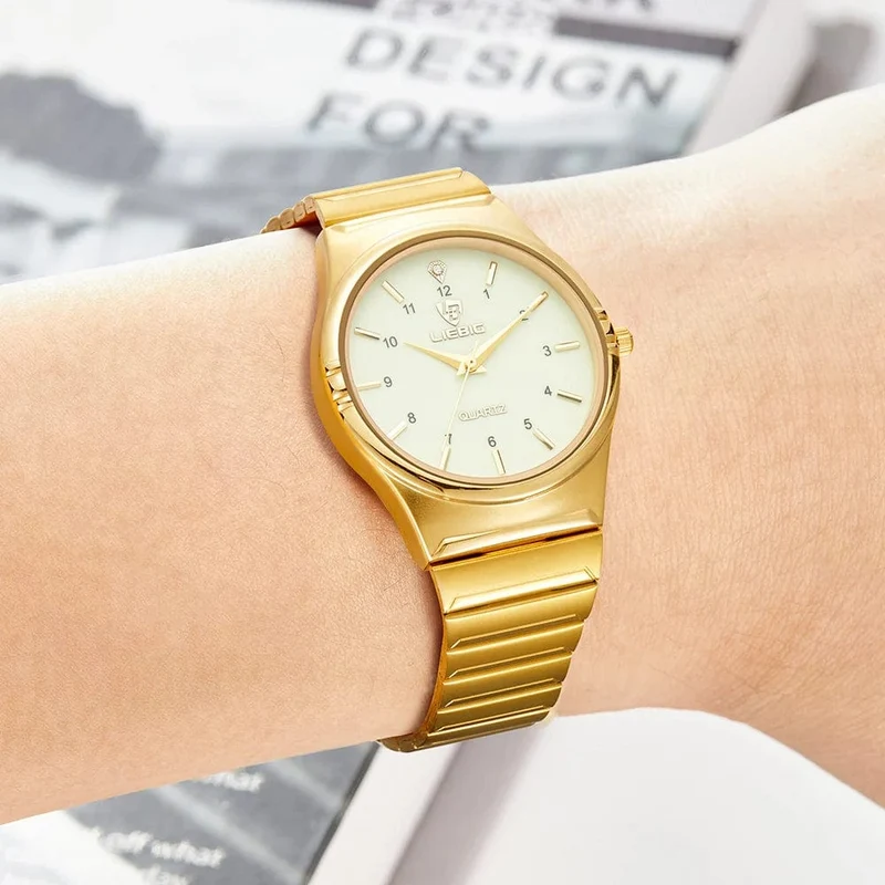 Marke Neue Wonen Uhr Luxus Goldene Quarz Edelstahl Armband Wasserdicht Damen Goldene Armbanduhr Mädchen Uhr Relogio mujer
