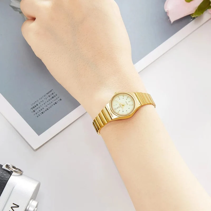 Marke Neue Wonen Uhr Luxus Goldene Quarz Edelstahl Armband Wasserdicht Damen Goldene Armbanduhr Mädchen Uhr Relogio mujer