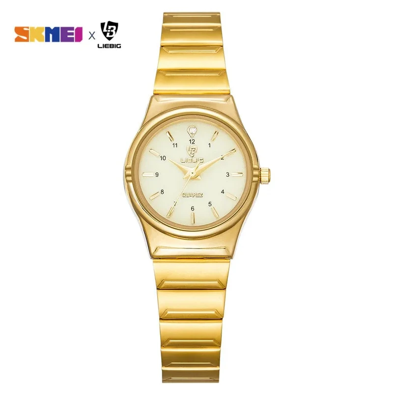 Marke Neue Wonen Uhr Luxus Goldene Quarz Edelstahl Armband Wasserdicht Damen Goldene Armbanduhr Mädchen Uhr Relogio mujer