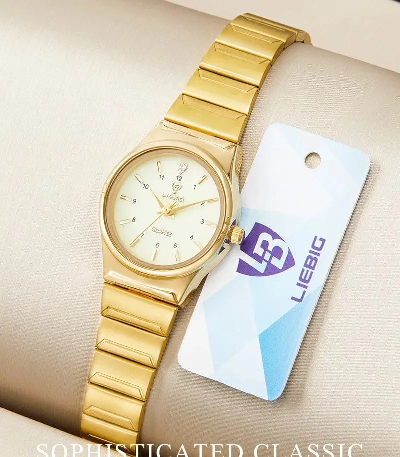 Marke Neue Wonen Uhr Luxus Goldene Quarz Edelstahl Armband Wasserdicht Damen Goldene Armbanduhr Mädchen Uhr Relogio mujer
