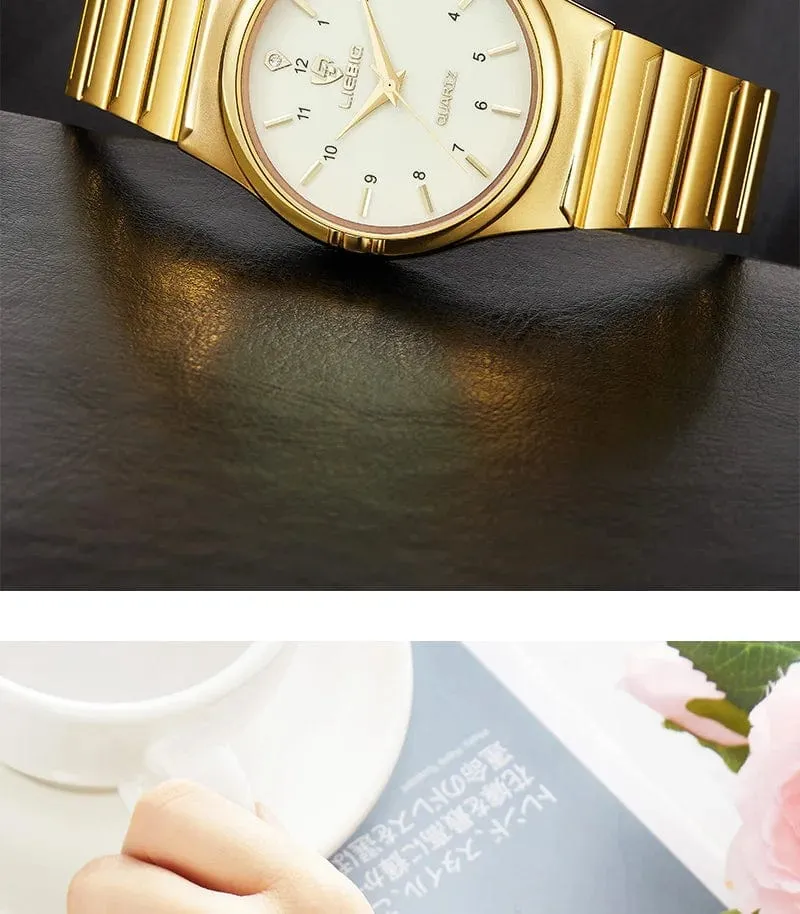 Marke Neue Wonen Uhr Luxus Goldene Quarz Edelstahl Armband Wasserdicht Damen Goldene Armbanduhr Mädchen Uhr Relogio mujer