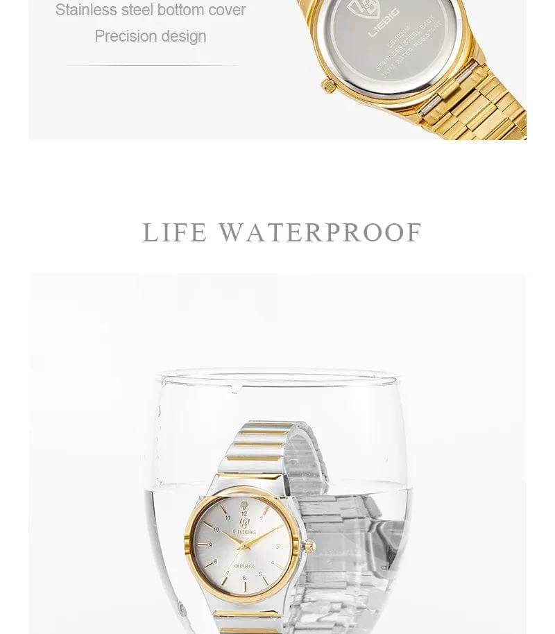Marke Neue Wonen Uhr Luxus Goldene Quarz Edelstahl Armband Wasserdicht Damen Goldene Armbanduhr Mädchen Uhr Relogio mujer