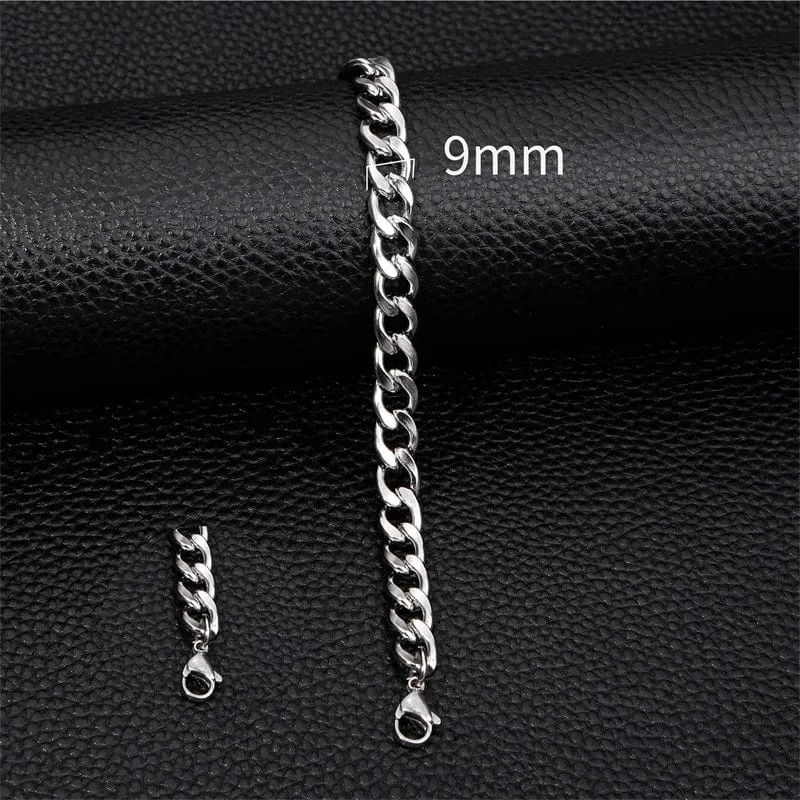 3–11 mm dickes, wasserdichtes Kettenarmband für Männer, Edelstahl, kubanisches Kettenarmband, klassischer Punk, schwerer Herrenschmuck, Geschenk