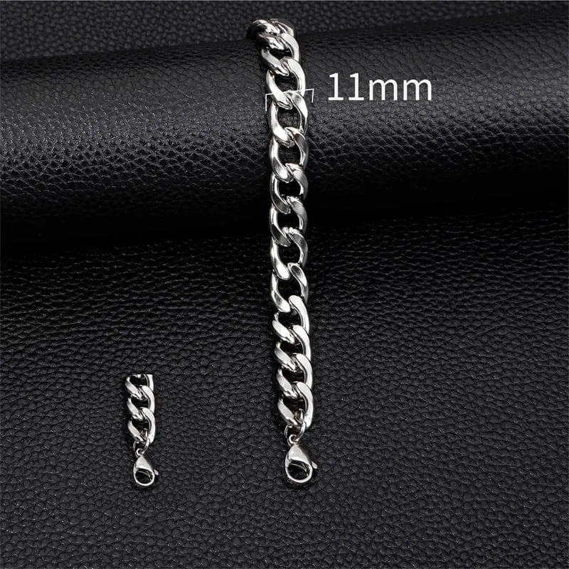 3–11 mm dickes, wasserdichtes Kettenarmband für Männer, Edelstahl, kubanisches Kettenarmband, klassischer Punk, schwerer Herrenschmuck, Geschenk
