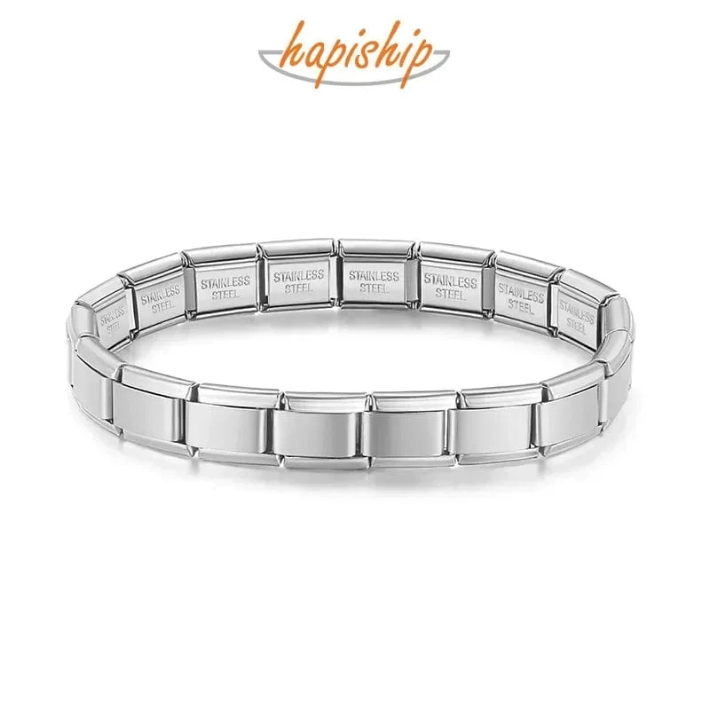 Hapiship 2024 Neue frauen Schmuck DIY 9mm Breite Italienischen Elastische Charme Armband Mode Edelstahl Mode Armreif ST-Bao