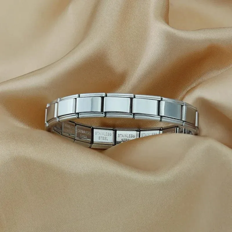Hapiship 2024 Neue frauen Schmuck DIY 9mm Breite Italienischen Elastische Charme Armband Mode Edelstahl Mode Armreif ST-Bao