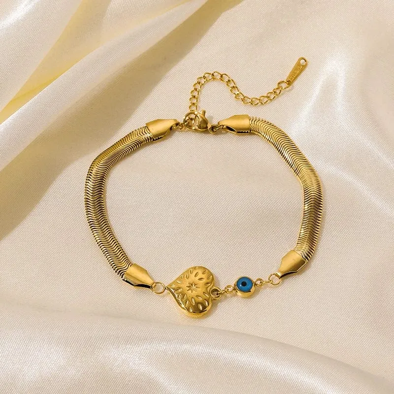 EILIECK 316L Edelstahl Goldfarbenes Armband für Frauen Einfacher Stil Gliederkette Armreif Trendy Fashion Lichtechtes Schmuckgeschenk