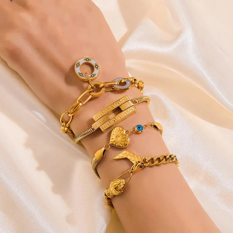 EILIECK 316L Edelstahl Goldfarbenes Armband für Frauen Einfacher Stil Gliederkette Armreif Trendy Fashion Lichtechtes Schmuckgeschenk