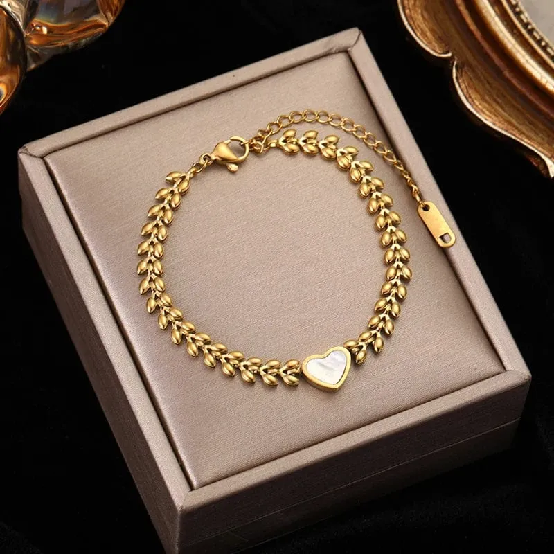 EILIECK 316L Edelstahl Goldfarbenes Armband für Frauen Einfacher Stil Gliederkette Armreif Trendy Fashion Lichtechtes Schmuckgeschenk