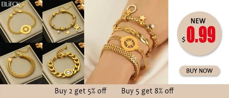 EILIECK 316L Edelstahl Goldfarbenes Armband für Frauen Einfacher Stil Gliederkette Armreif Trendy Fashion Lichtechtes Schmuckgeschenk