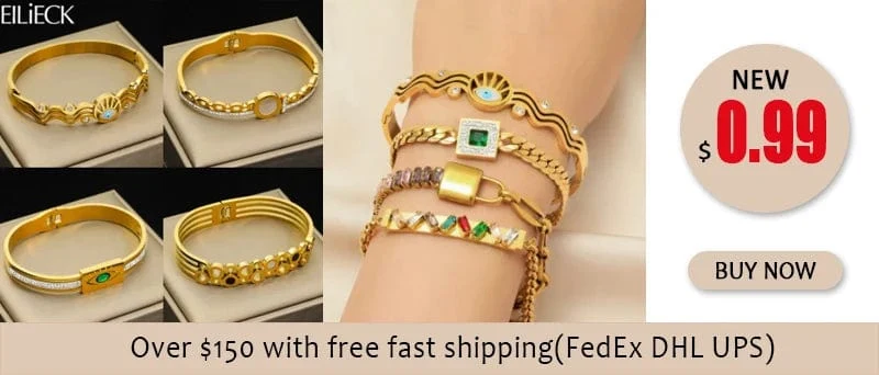 EILIECK 316L Edelstahl Goldfarbenes Armband für Frauen Einfacher Stil Gliederkette Armreif Trendy Fashion Lichtechtes Schmuckgeschenk