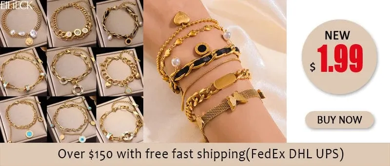 EILIECK 316L Edelstahl Goldfarbenes Armband für Frauen Einfacher Stil Gliederkette Armreif Trendy Fashion Lichtechtes Schmuckgeschenk