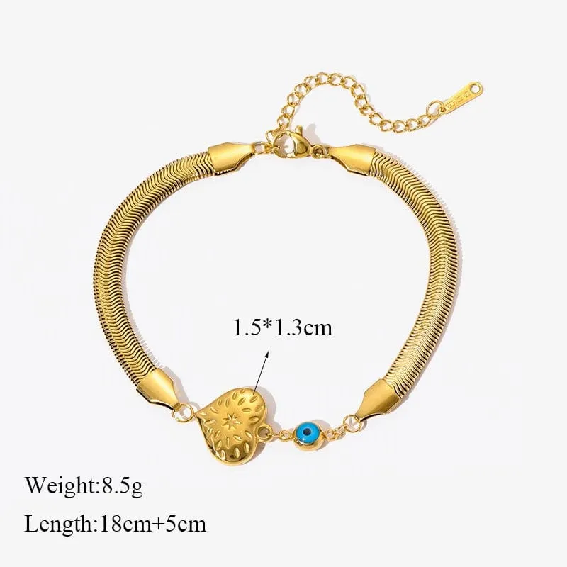 EILIECK 316L Edelstahl Goldfarbenes Armband für Frauen Einfacher Stil Gliederkette Armreif Trendy Fashion Lichtechtes Schmuckgeschenk