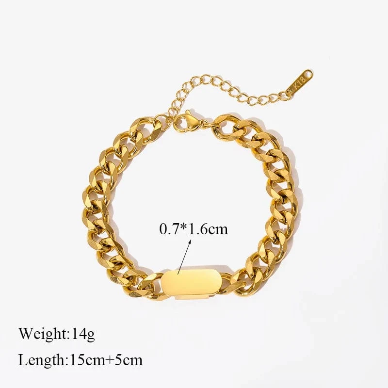 EILIECK 316L Edelstahl Goldfarbenes Armband für Frauen Einfacher Stil Gliederkette Armreif Trendy Fashion Lichtechtes Schmuckgeschenk