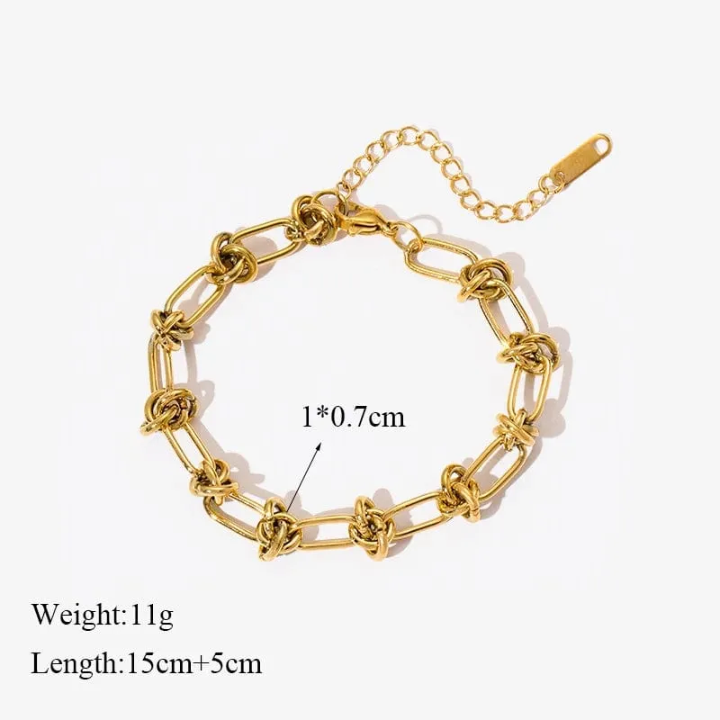 EILIECK 316L Edelstahl Goldfarbenes Armband für Frauen Einfacher Stil Gliederkette Armreif Trendy Fashion Lichtechtes Schmuckgeschenk