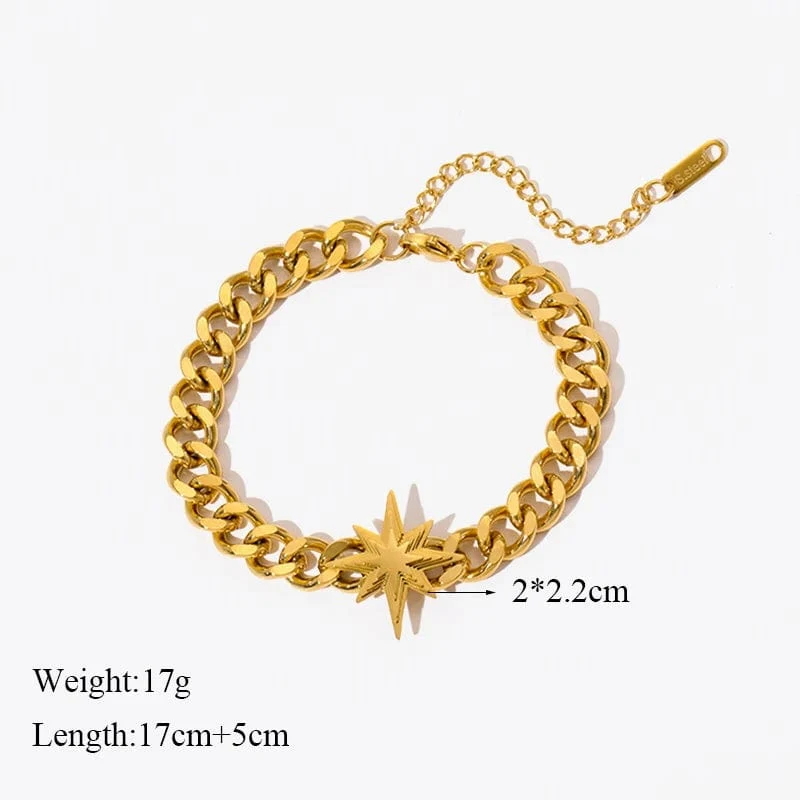 EILIECK 316L Edelstahl Goldfarbenes Armband für Frauen Einfacher Stil Gliederkette Armreif Trendy Fashion Lichtechtes Schmuckgeschenk
