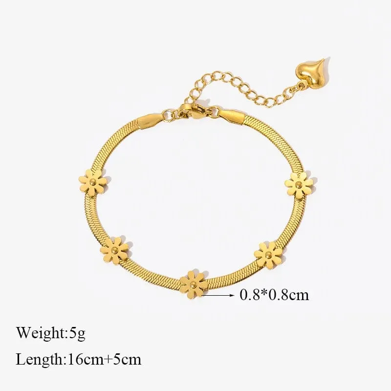 EILIECK 316L Edelstahl Goldfarbenes Armband für Frauen Einfacher Stil Gliederkette Armreif Trendy Fashion Lichtechtes Schmuckgeschenk