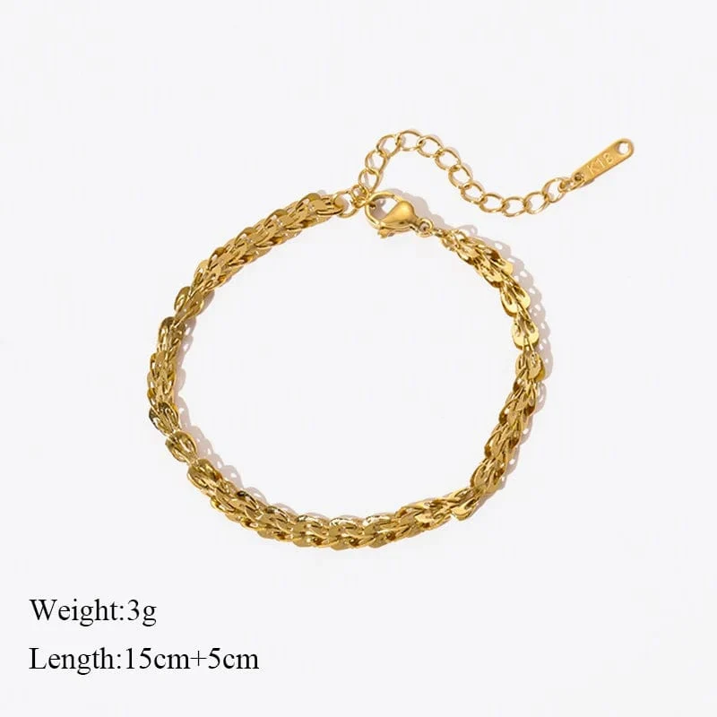 EILIECK 316L Edelstahl Goldfarbenes Armband für Frauen Einfacher Stil Gliederkette Armreif Trendy Fashion Lichtechtes Schmuckgeschenk