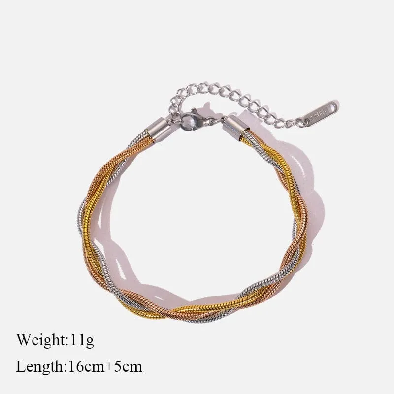 EILIECK 316L Edelstahl Goldfarbenes Armband für Frauen Einfacher Stil Gliederkette Armreif Trendy Fashion Lichtechtes Schmuckgeschenk