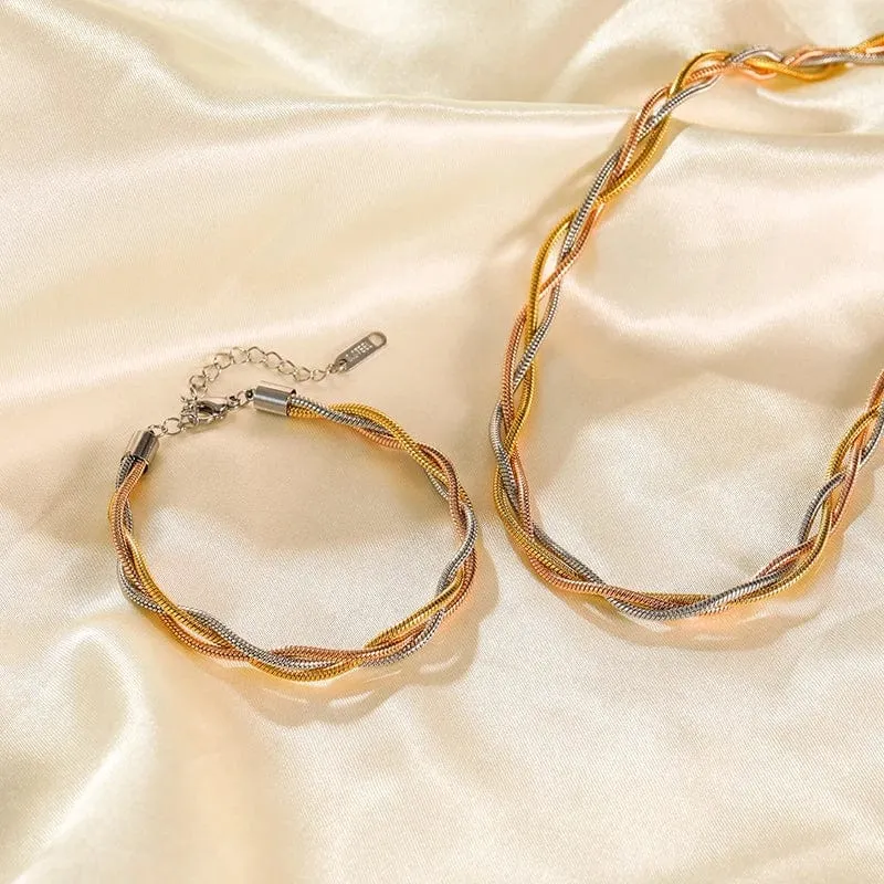 EILIECK 316L Edelstahl Goldfarbenes Armband für Frauen Einfacher Stil Gliederkette Armreif Trendy Fashion Lichtechtes Schmuckgeschenk