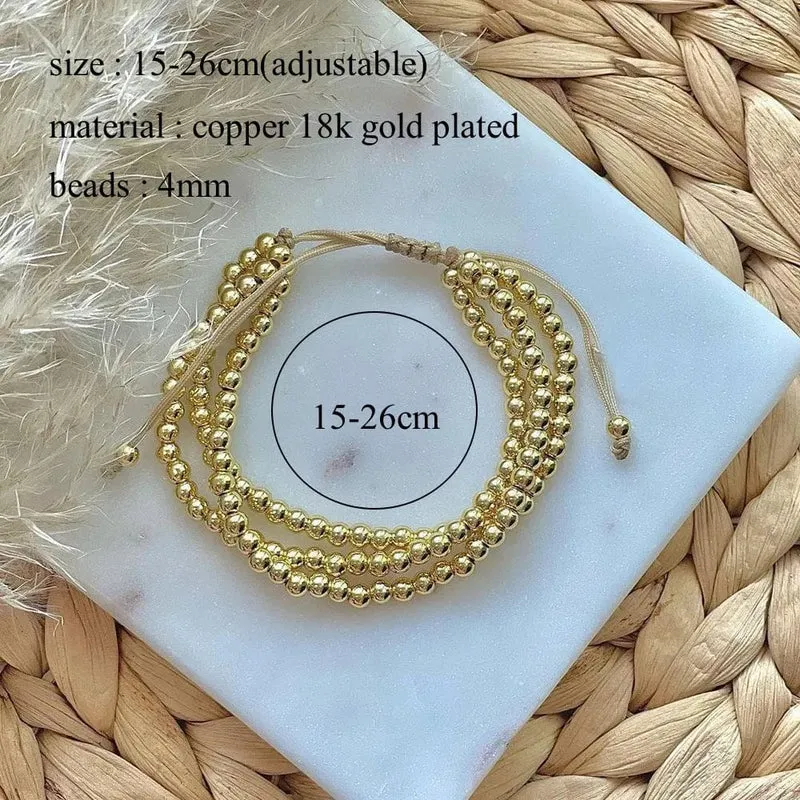 KKBEAD Armbänder Vergoldet 18 K Wasserdicht Mehrschichtig Stapelbar Perlenarmband Für Frauen Geschenke Pulseras Femme