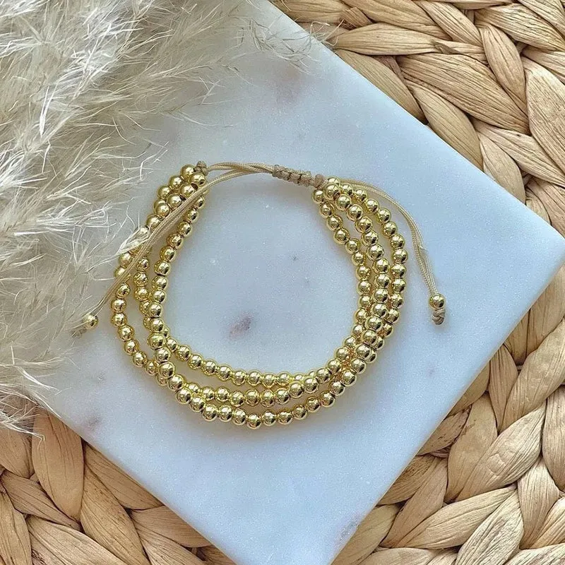 KKBEAD Armbänder Vergoldet 18 K Wasserdicht Mehrschichtig Stapelbar Perlenarmband Für Frauen Geschenke Pulseras Femme