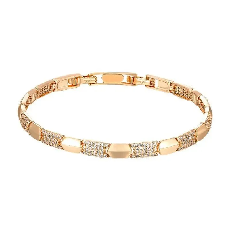 MxGxFam (17 cm 19 cm) 18 Karat vergoldete Mikrozirkon-Armbänder für Damen, Modeschmuck