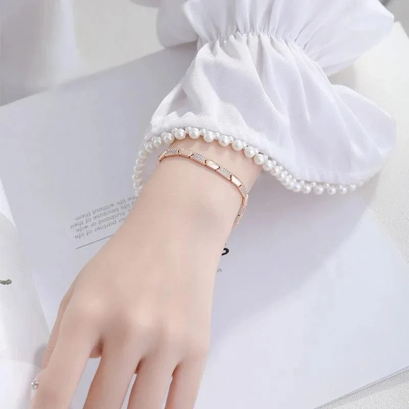 MxGxFam (17 cm 19 cm) 18 Karat vergoldete Mikrozirkon-Armbänder für Damen, Modeschmuck