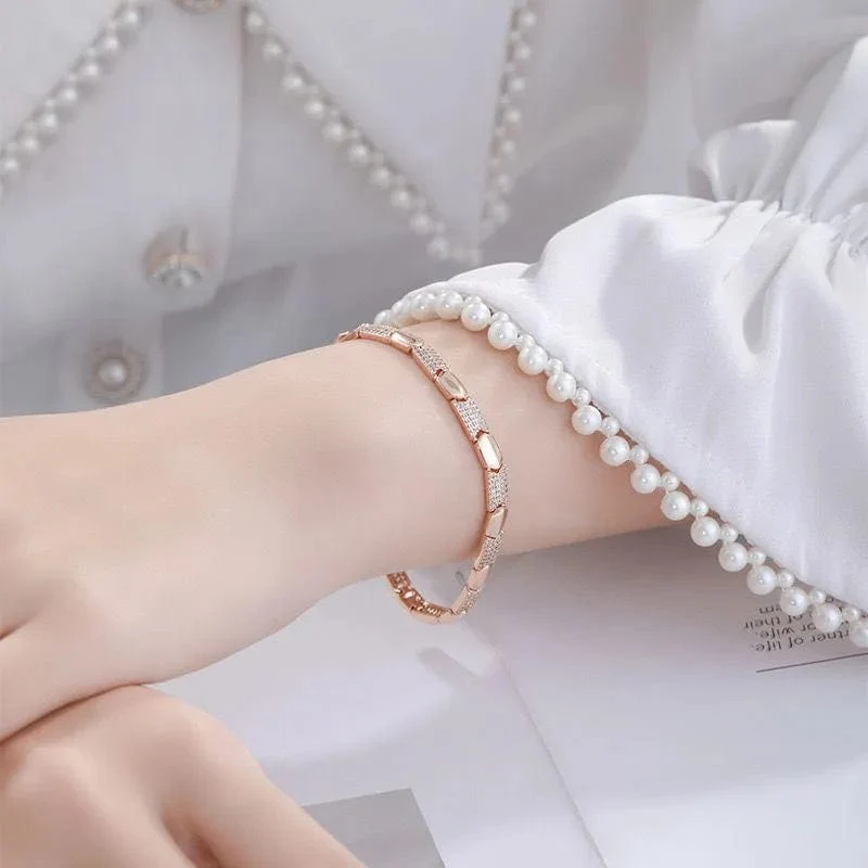 MxGxFam (17 cm 19 cm) 18 Karat vergoldete Mikrozirkon-Armbänder für Damen, Modeschmuck