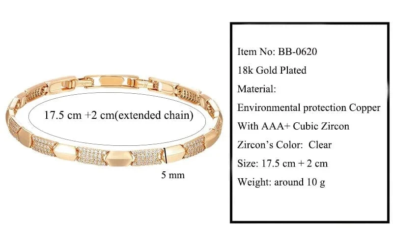 MxGxFam (17 cm 19 cm) 18 Karat vergoldete Mikrozirkon-Armbänder für Damen, Modeschmuck