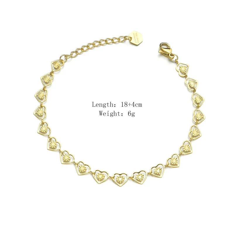 Hochwertiges Edelstahl 14K vergoldetes hohles Herzarmband für Frauen Charm Hochzeit Verlobungsfeier Modeschmuck