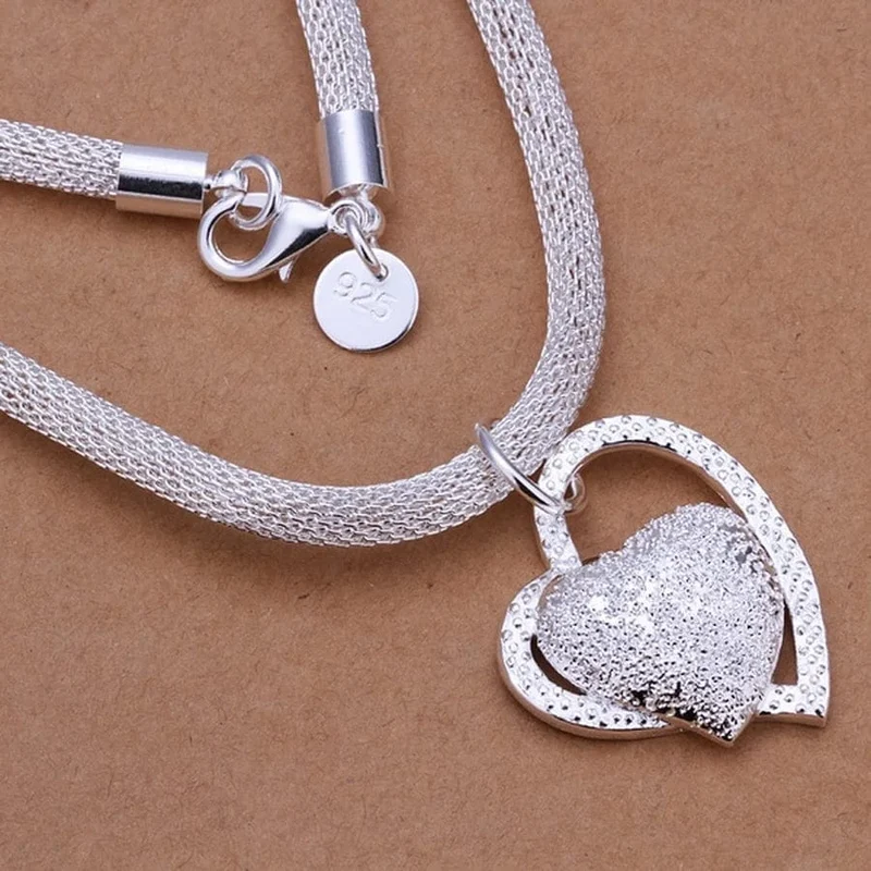 925 Sterling Silber Halskette Wunderschöner Charme Mode Herz Hochzeit Dame Liebe für Frauen Edler Luxus 18 Zoll 45cm Schmuck