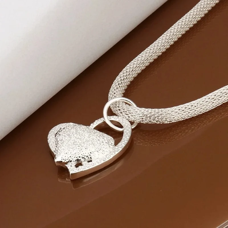 925 Sterling Silber Halskette Wunderschöner Charme Mode Herz Hochzeit Dame Liebe für Frauen Edler Luxus 18 Zoll 45cm Schmuck