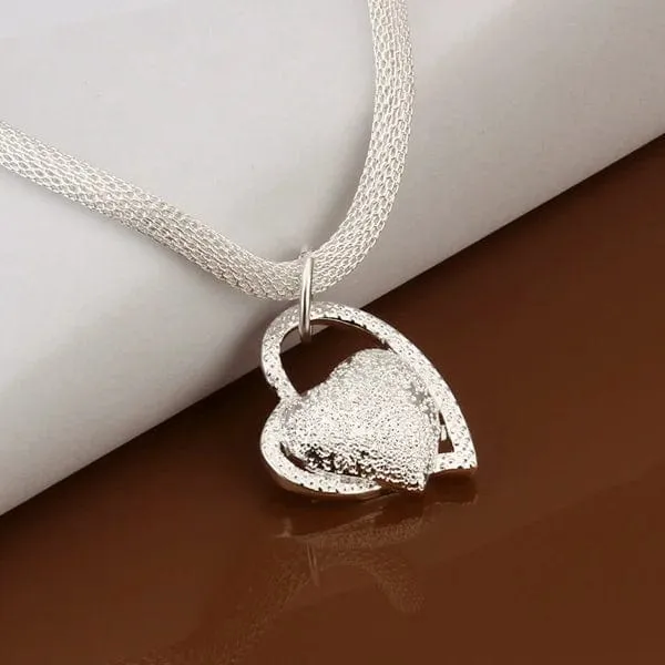 925 Sterling Silber Halskette Wunderschöner Charme Mode Herz Hochzeit Dame Liebe für Frauen Edler Luxus 18 Zoll 45cm Schmuck